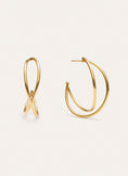Crossed Hoop Earrings Steel Gold Plated