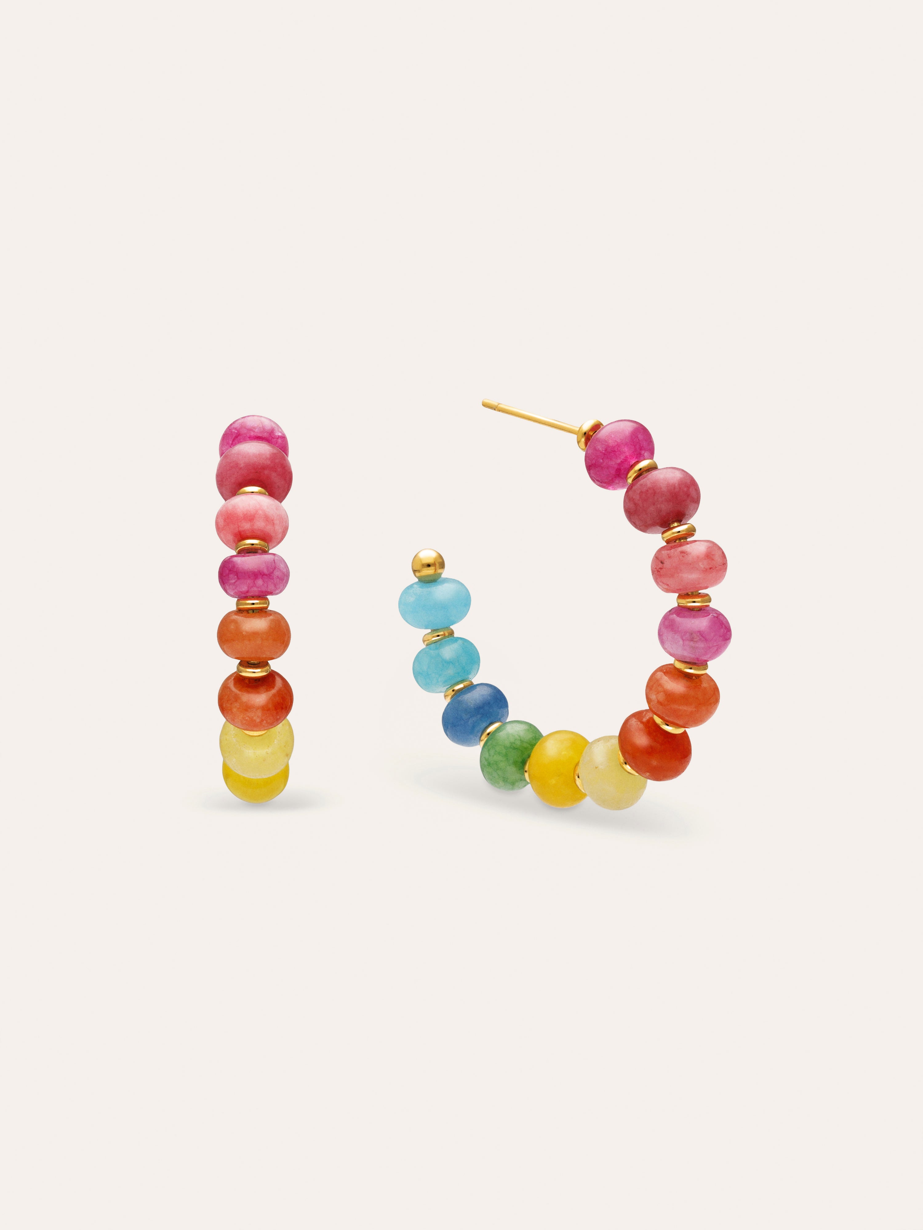 Pendientes Aro Color Stones Acero Baño Oro