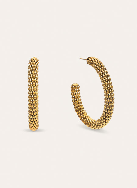 Disco Hoop Stainless Steel Gold Earrings 