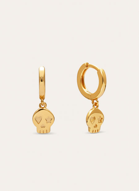 Skeleton Hoop Earrings Gold Plated