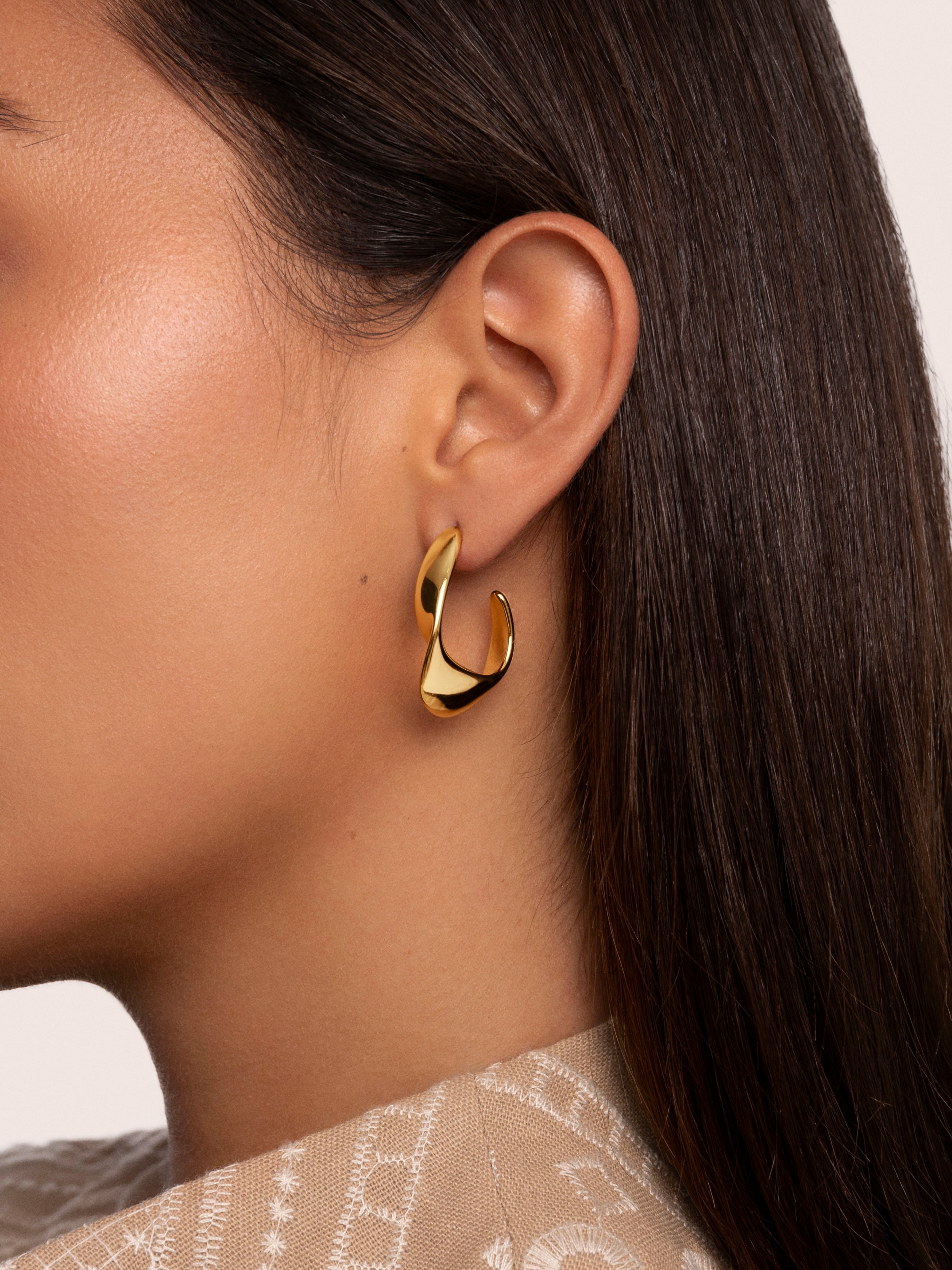 Greta Hoop Stainless Steel Gold Earrings 