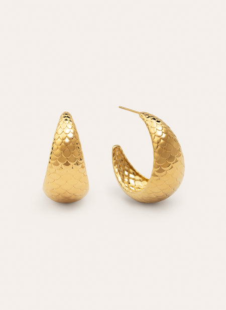 Mermaid Stainless Steel Gold Hoop Earrings