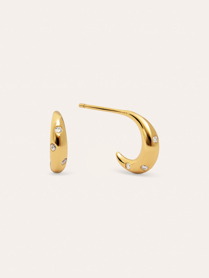 Pendientes Aro Mini Luna Plata Baño Oro