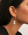 Pendientes Aro Perlita Acero Baño Oro