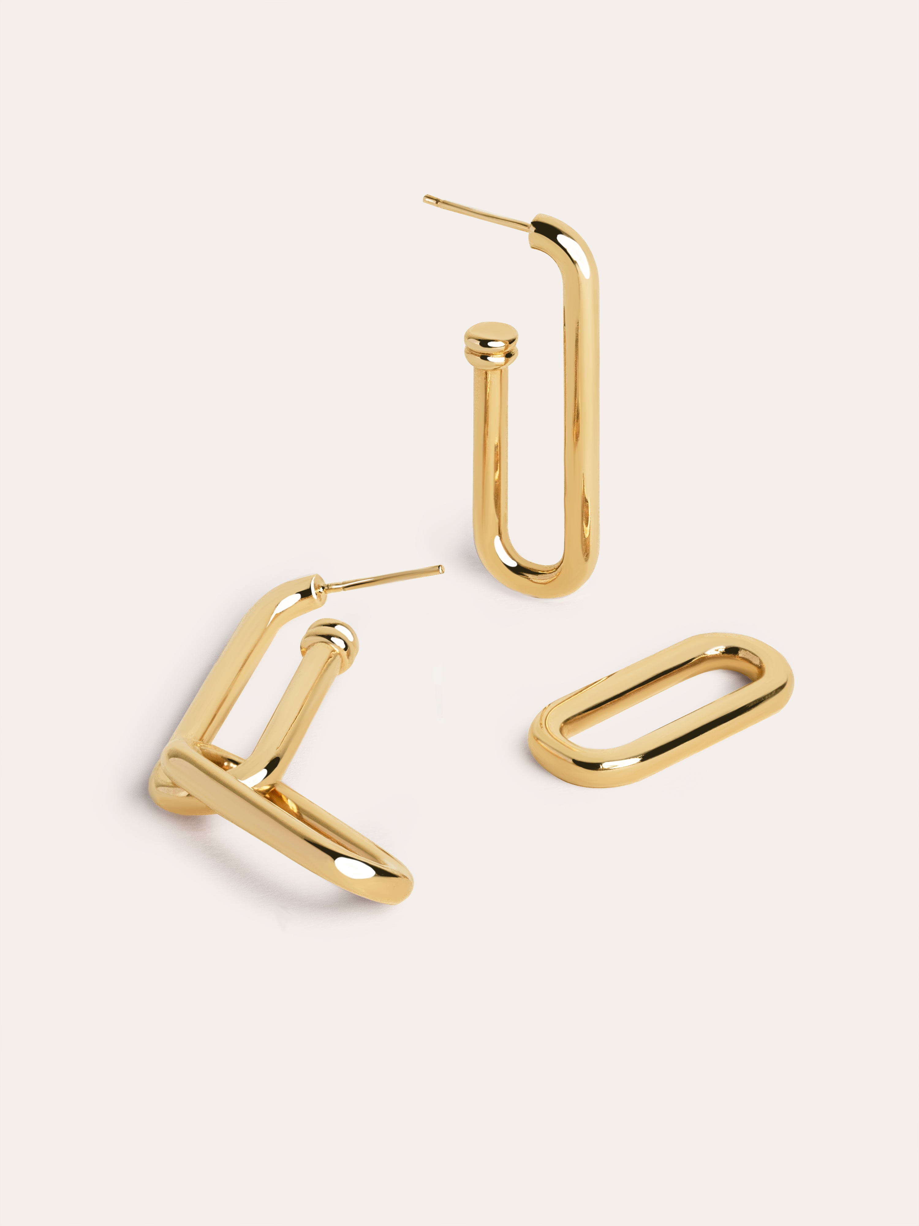 Pipe Gold Hoop Earrings 