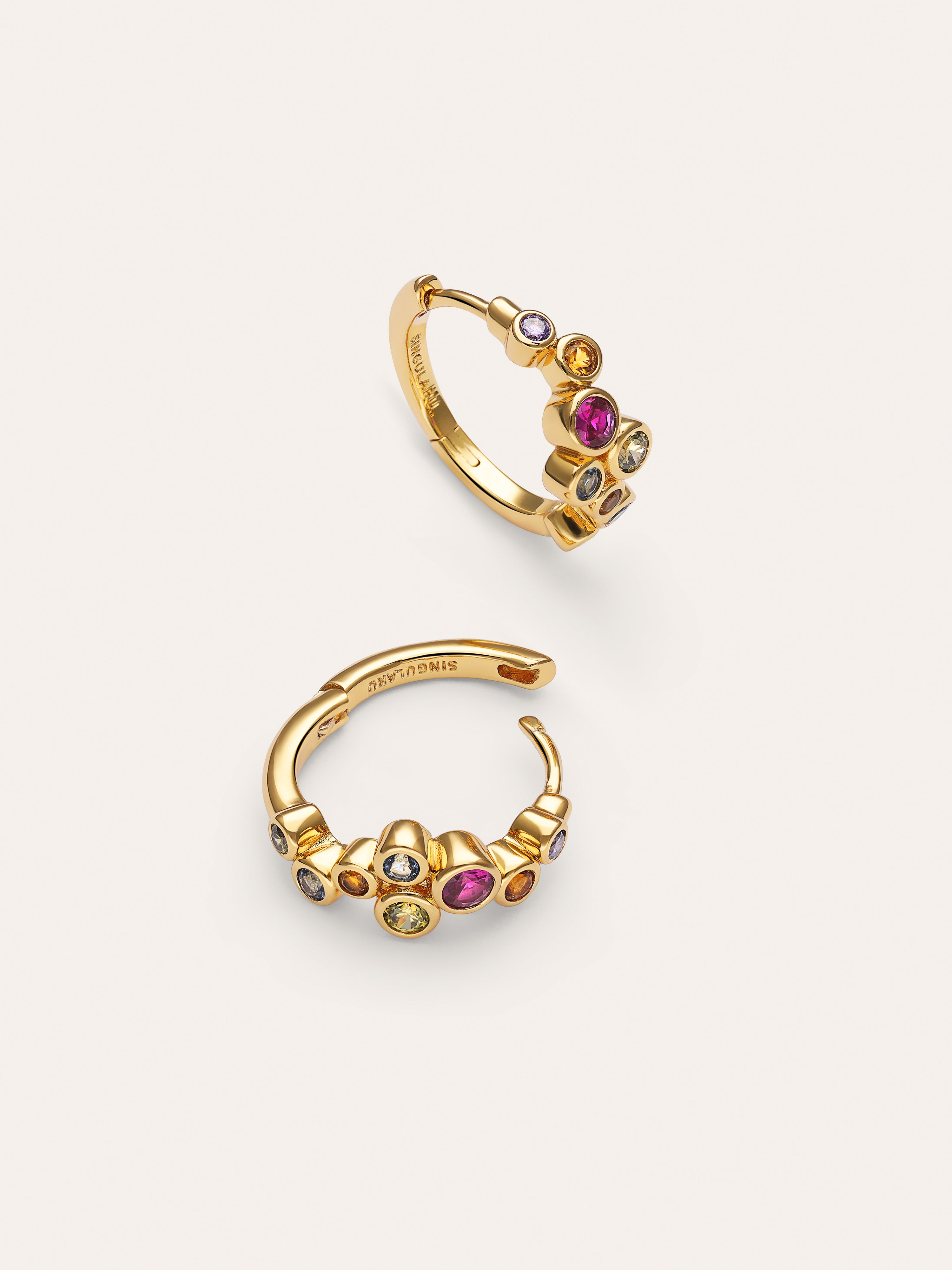 Pendientes Aro Rainbow Bubbles S Baño Oro