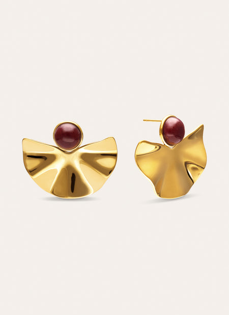 Pendientes Amara Stone Acero Baño Oro