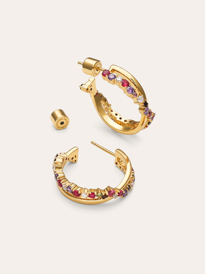 Estelar Cross Gold Hoop Earrings 