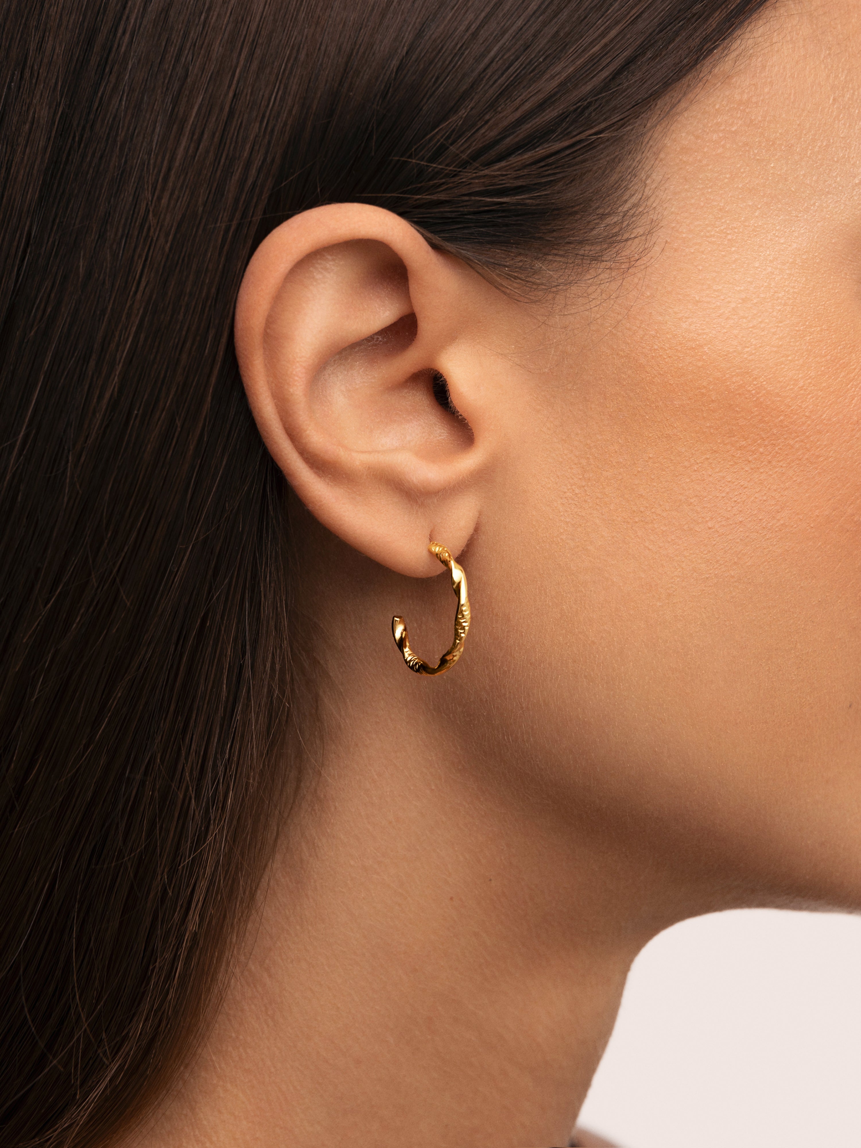 Pendientes Aro Tressia Organic Acero Baño Oro