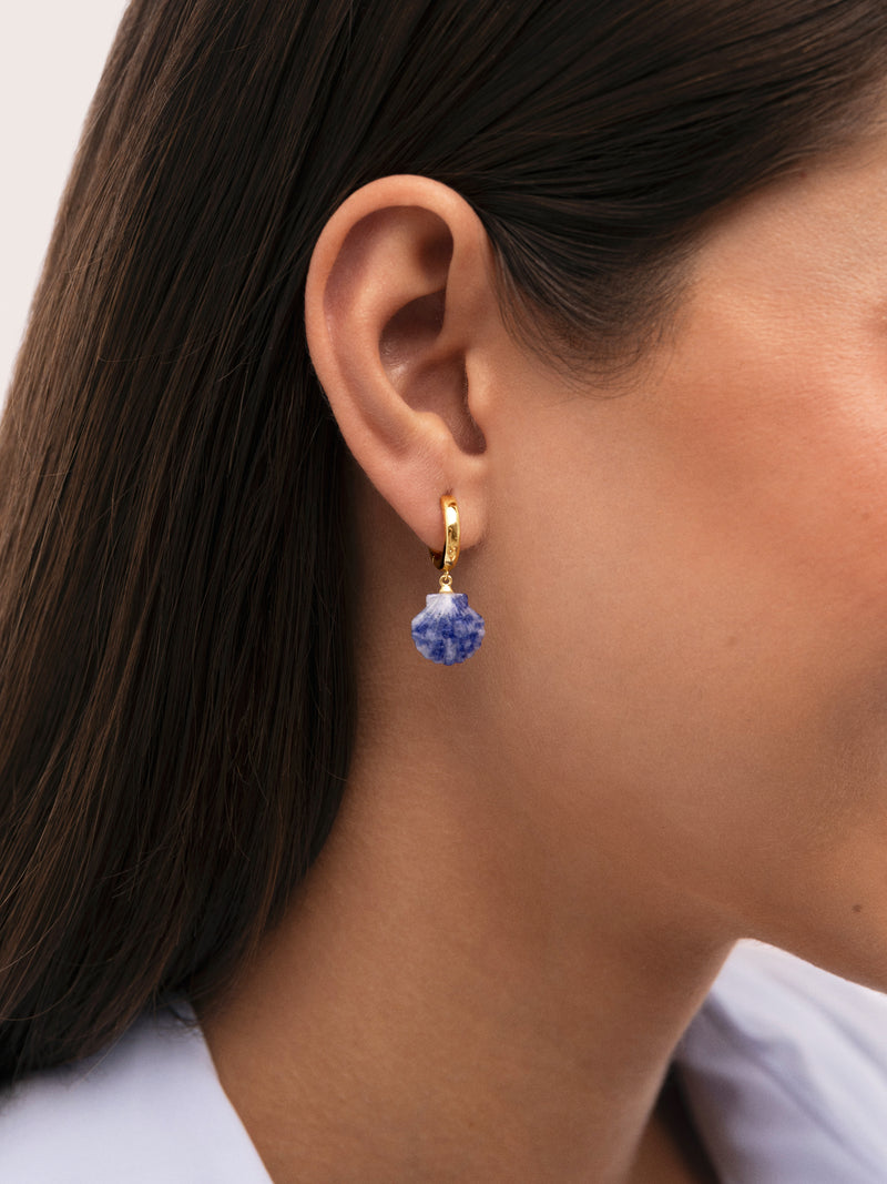 Boucles D’oreilles Créoles Santorini Stone Plaqué Or