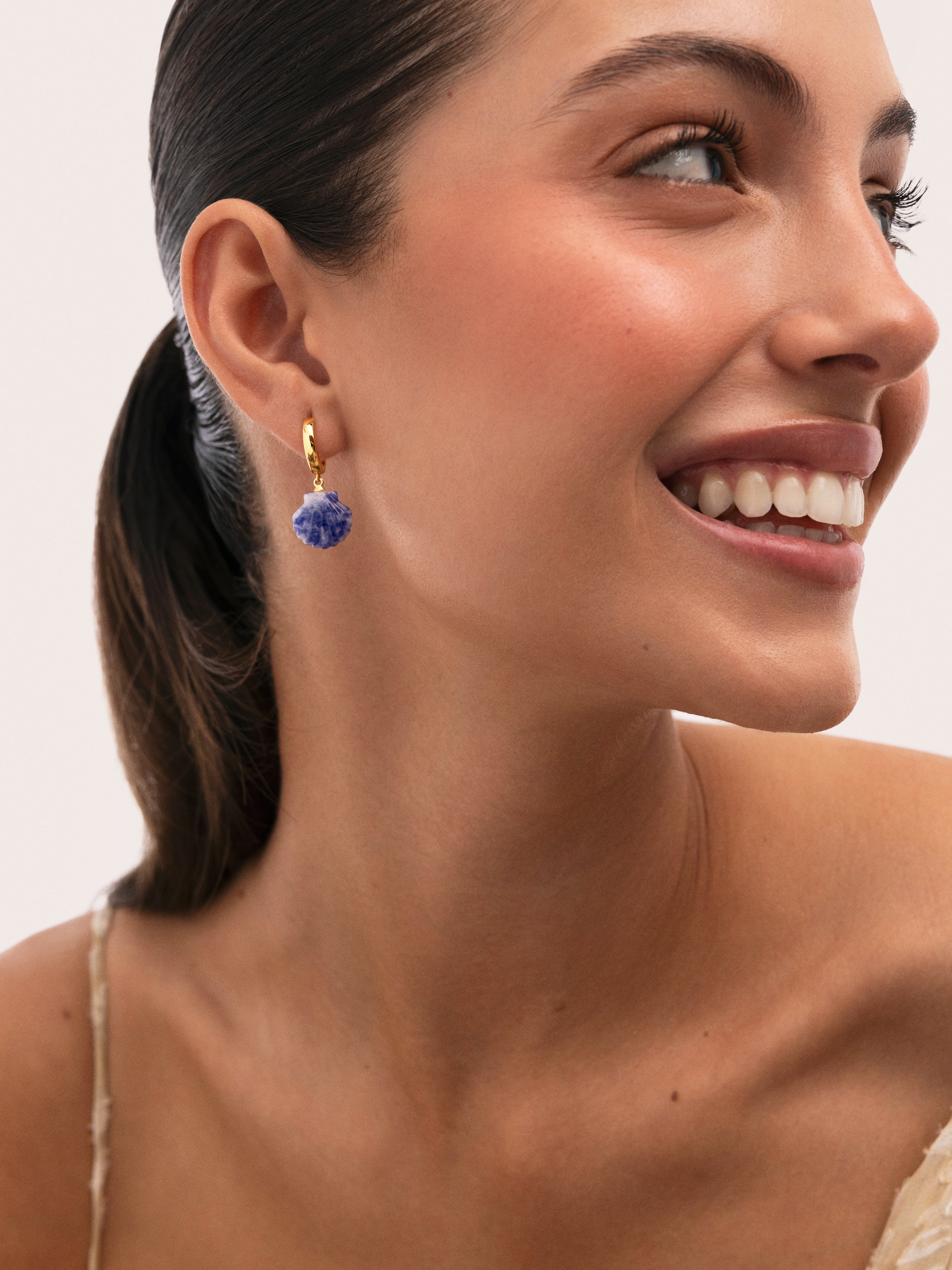 Boucles D’oreilles Créoles Santorini Stone Plaqué Or