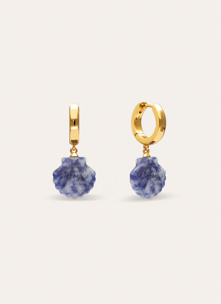 Boucles D’oreilles Créoles Santorini Stone Plaqué Or