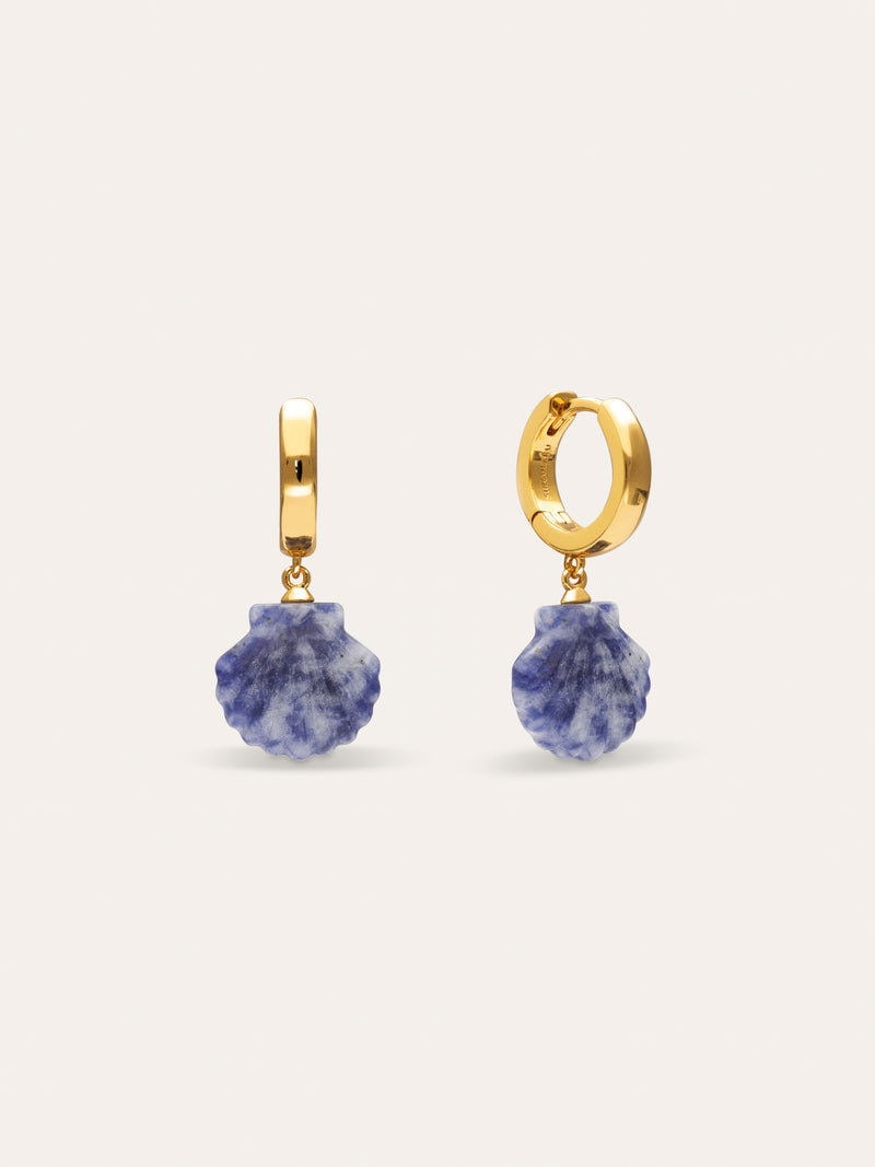 Boucles D’oreilles Créoles Santorini Stone Plaqué Or