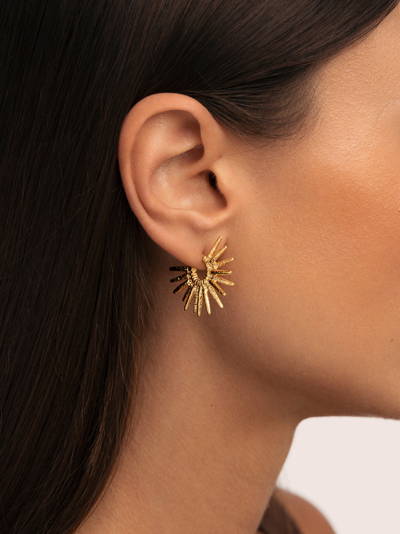 Boucles D’oreilles Créoles Solstice Beam Acier Plaqué Or
