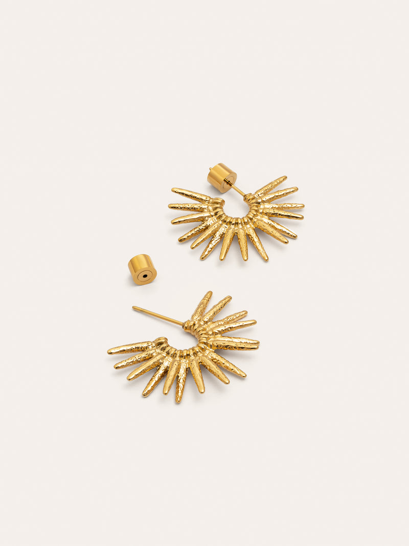 Boucles D’oreilles Créoles Solstice Beam Acier Plaqué Or