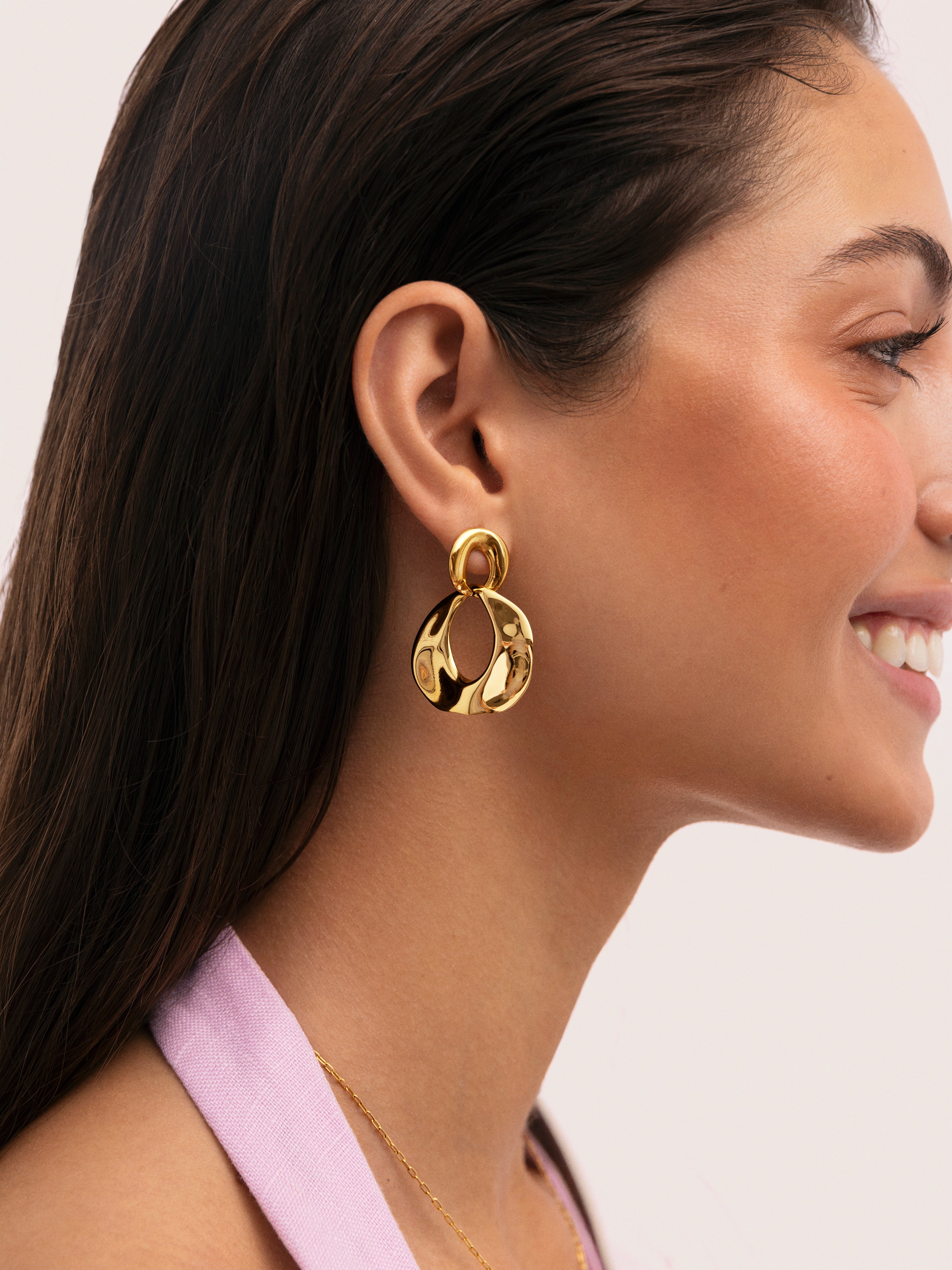 Boucles d'oreilles Azores Sister Acier Plaqué Or