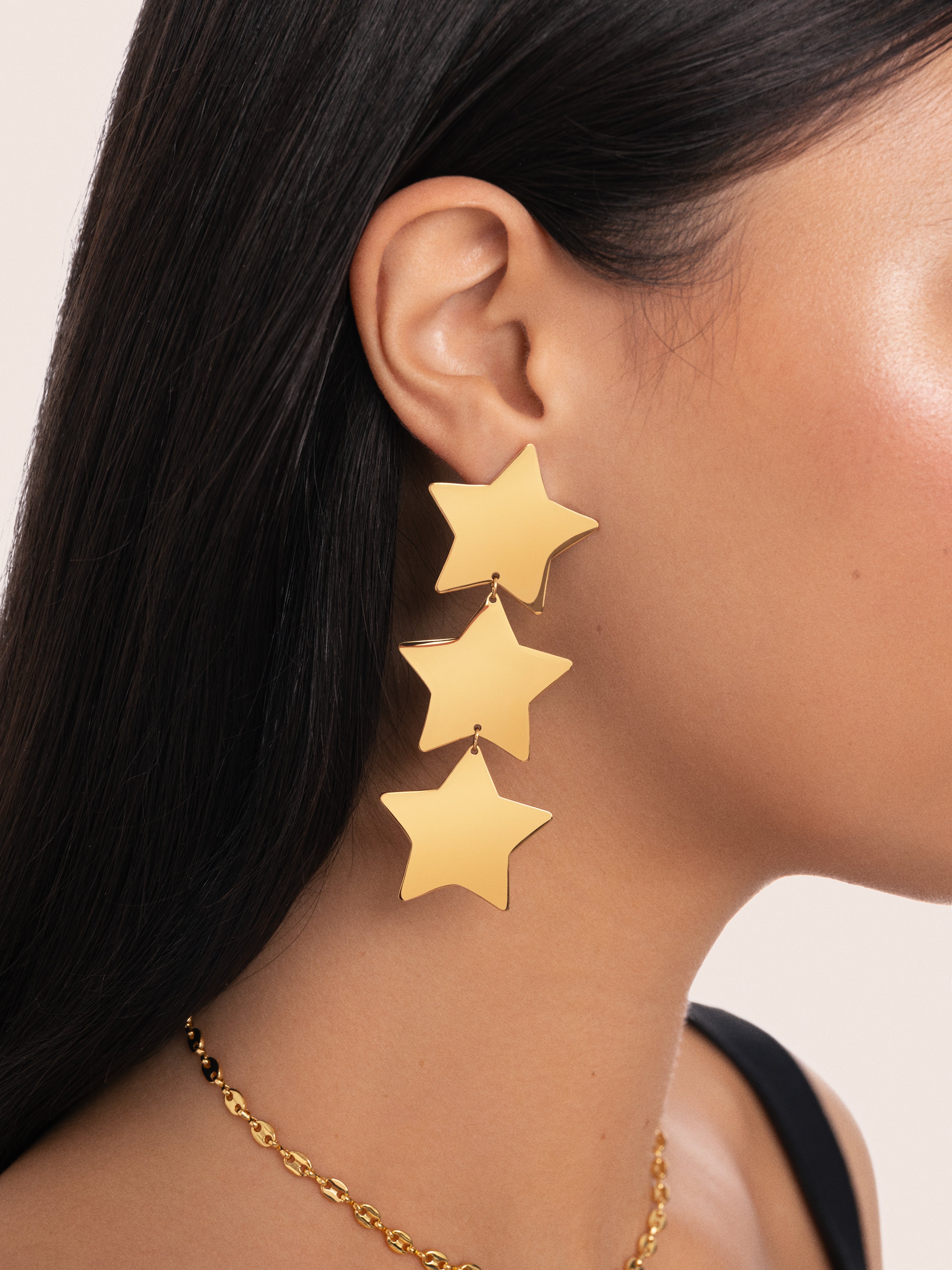 Big Stars Stainless Steel Gold Earrings