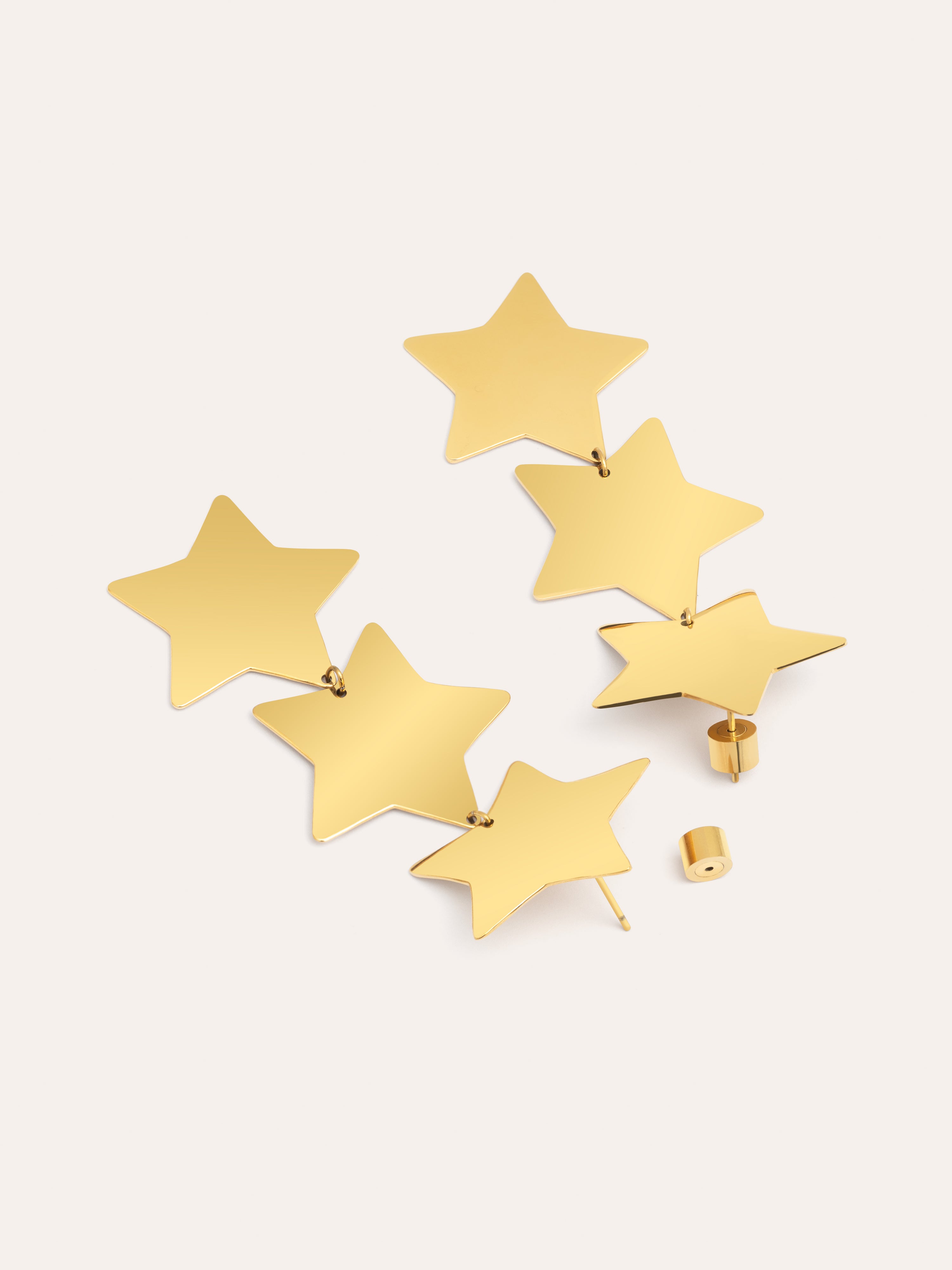 Big Stars Stainless Steel Gold Earrings