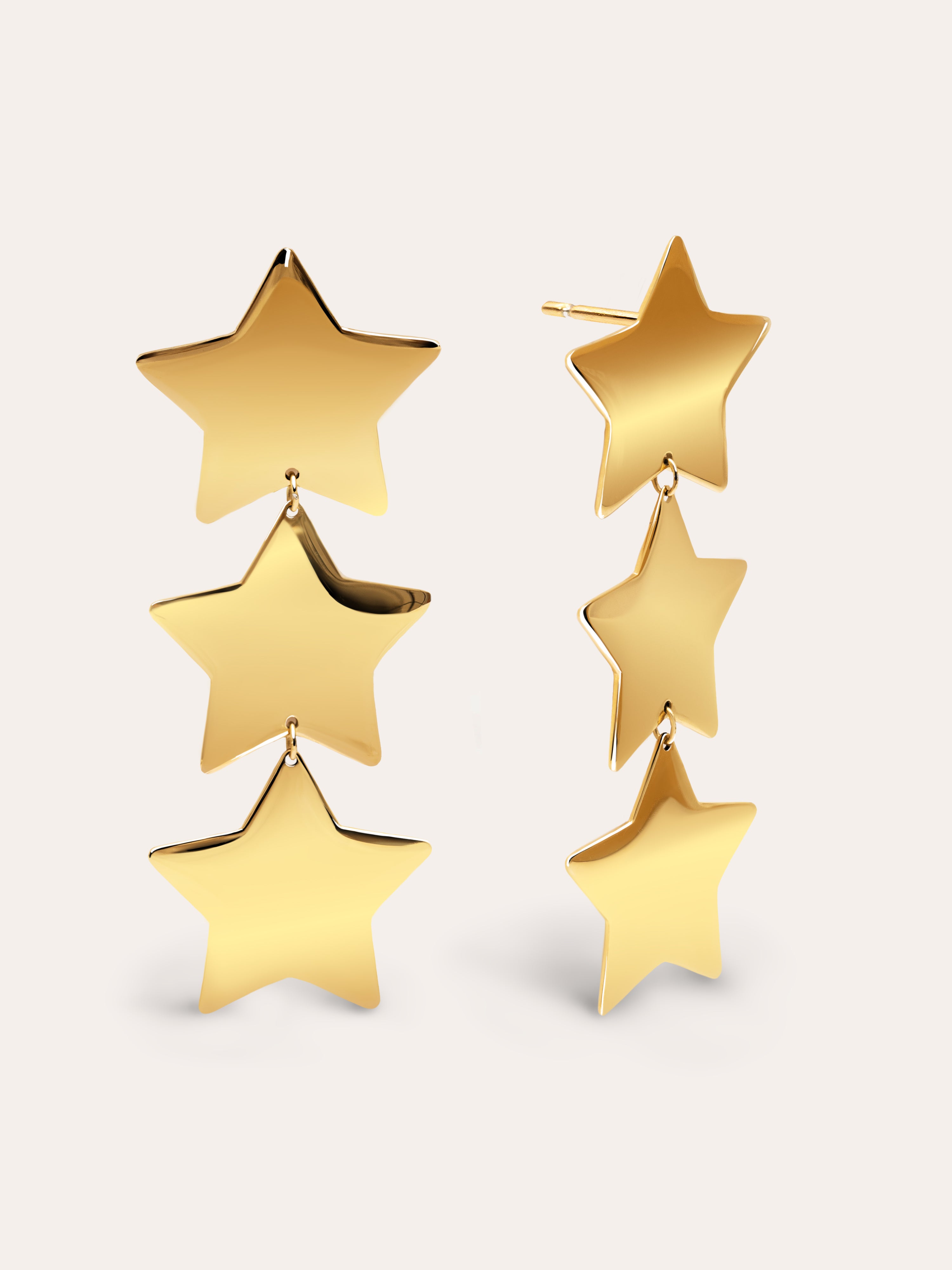 Big Stars Stainless Steel Gold Earrings