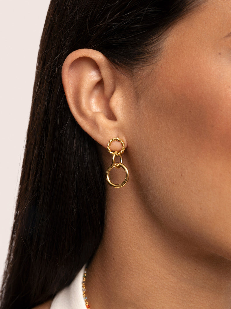 Boucles D'oreilles Circles Twist Plaqué Or