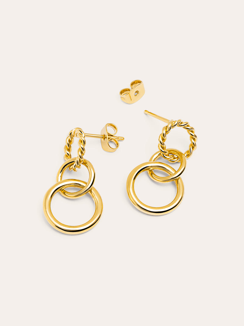Boucles D'oreilles Circles Twist Plaqué Or