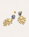 Coral Stone Blue Hoop Earrings Gold Plated Steel