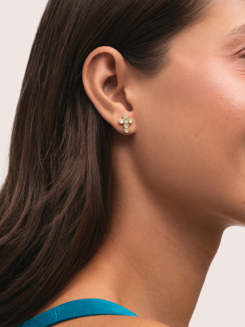 Boucles D'oreilles Croix Sparks Acier Plaqué Or