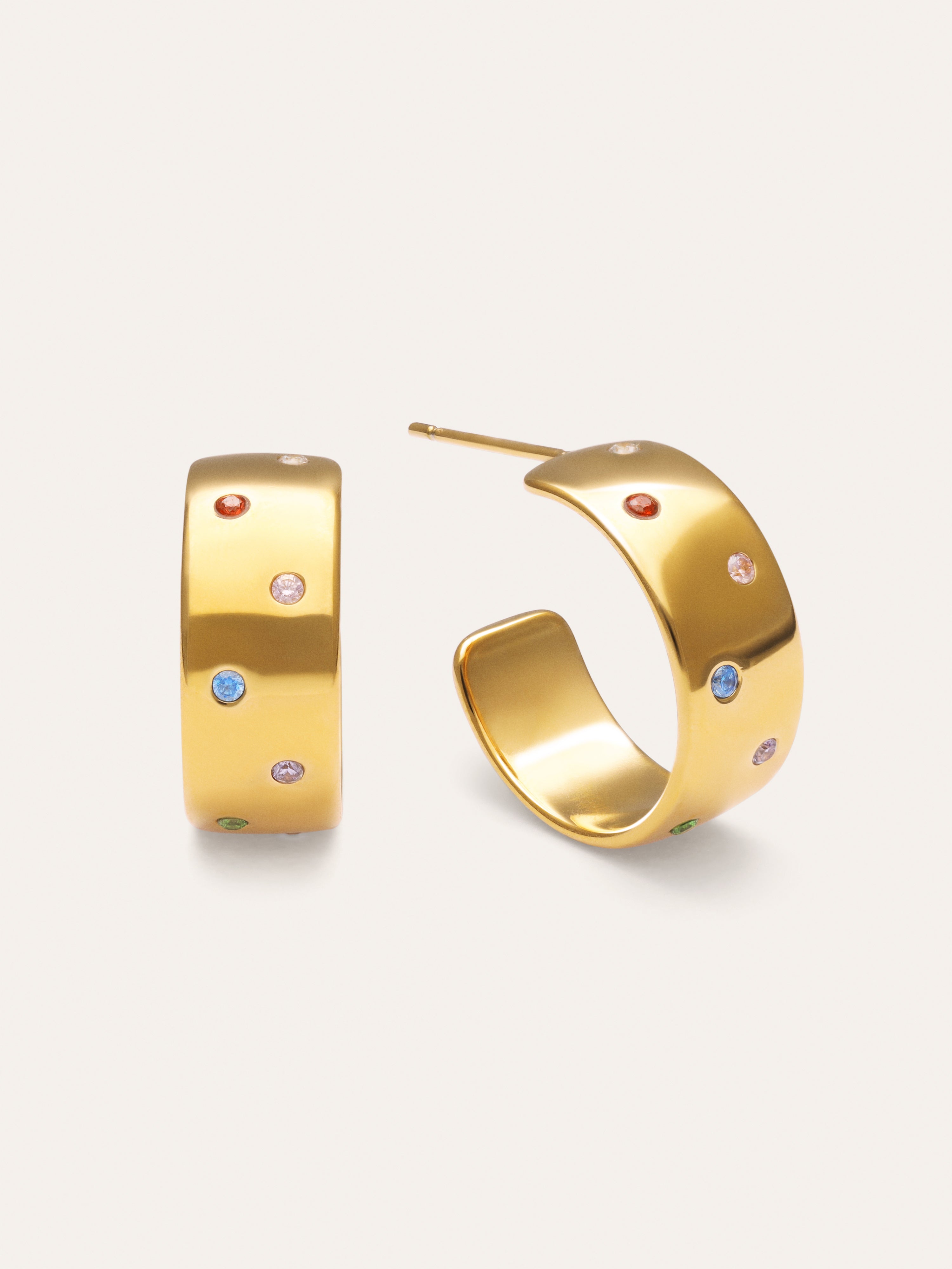 Pendientes Aro Curve Rainbow Acero Baño Oro