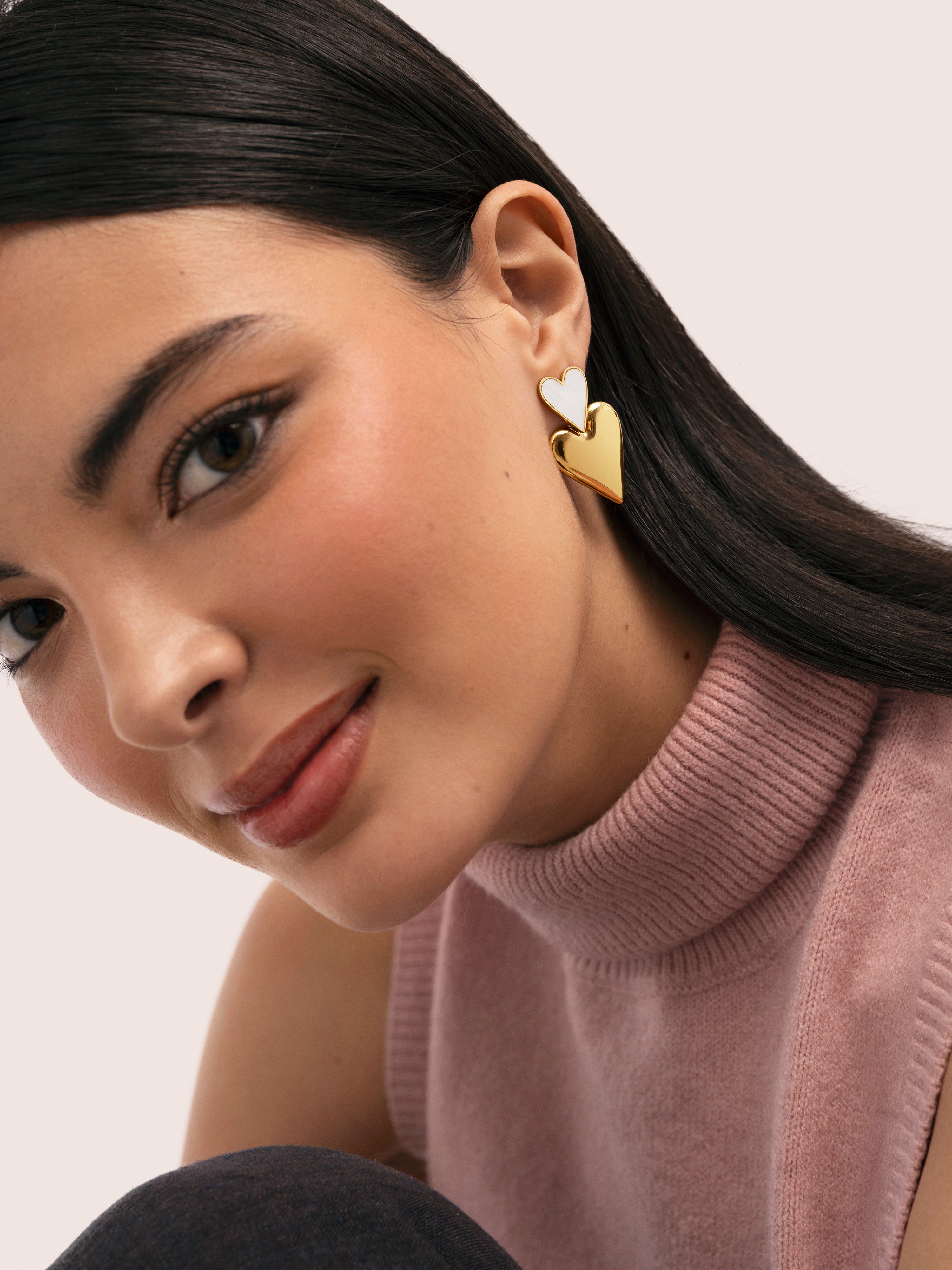 Pendientes Duo D'Amour Nácar Acero Baño Oro