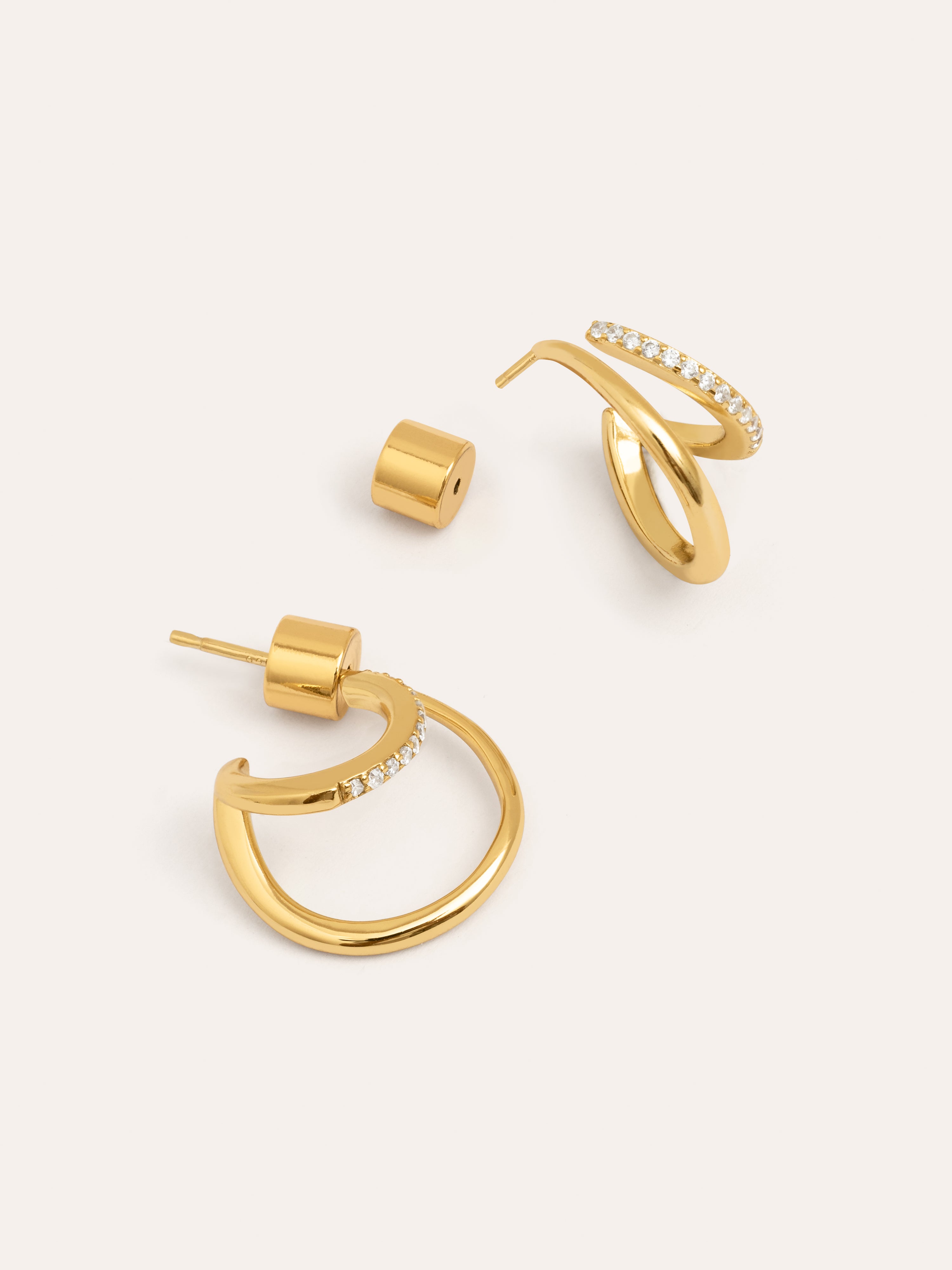 Double Dainty Gold Earrings