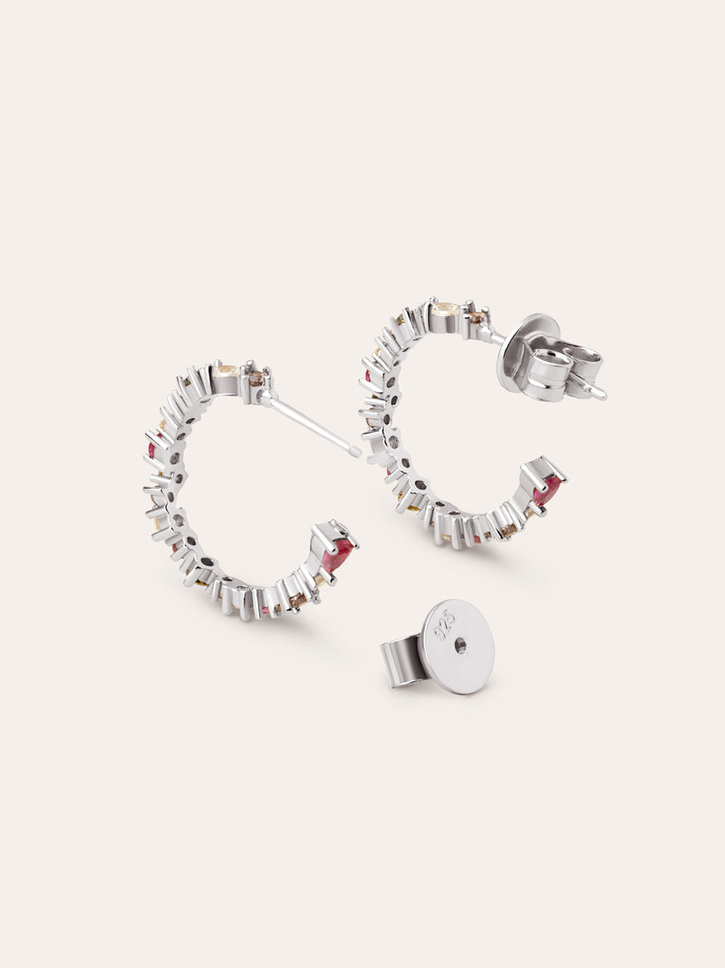 Estellar Colors Silver Hoop Earrings