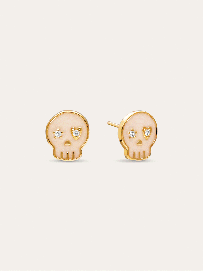 Skeleton Enamel Spark Gold-Plated Earrings