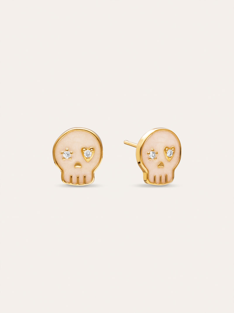 Skeleton Enamel Spark Gold-Plated Earrings