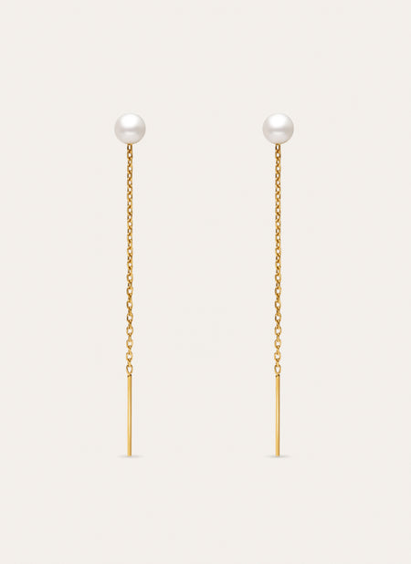 Oorbellen Falling Pearl Staal verguld met goud