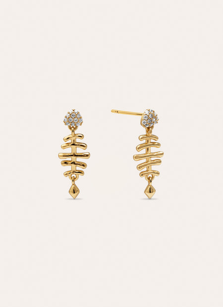 Fishbone Spark Gold Earrings