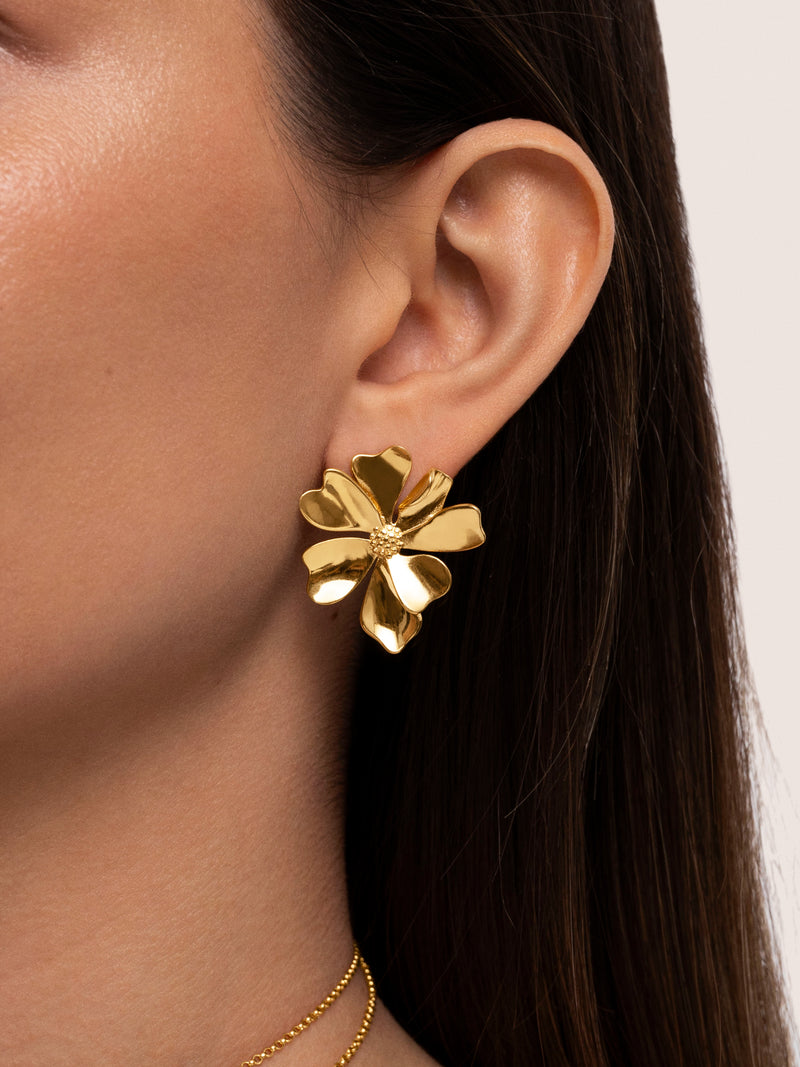 Brincos Flower Spring Banho de Ouro