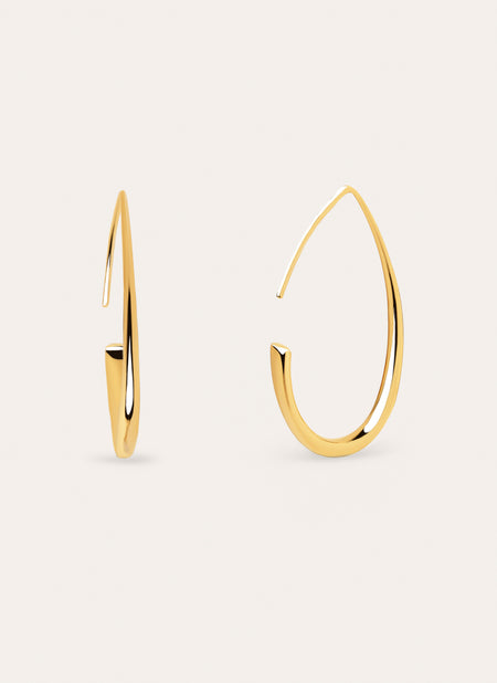 Ohrringe Tropfenbogen Stahl mit 18kt Goldbeschichtung