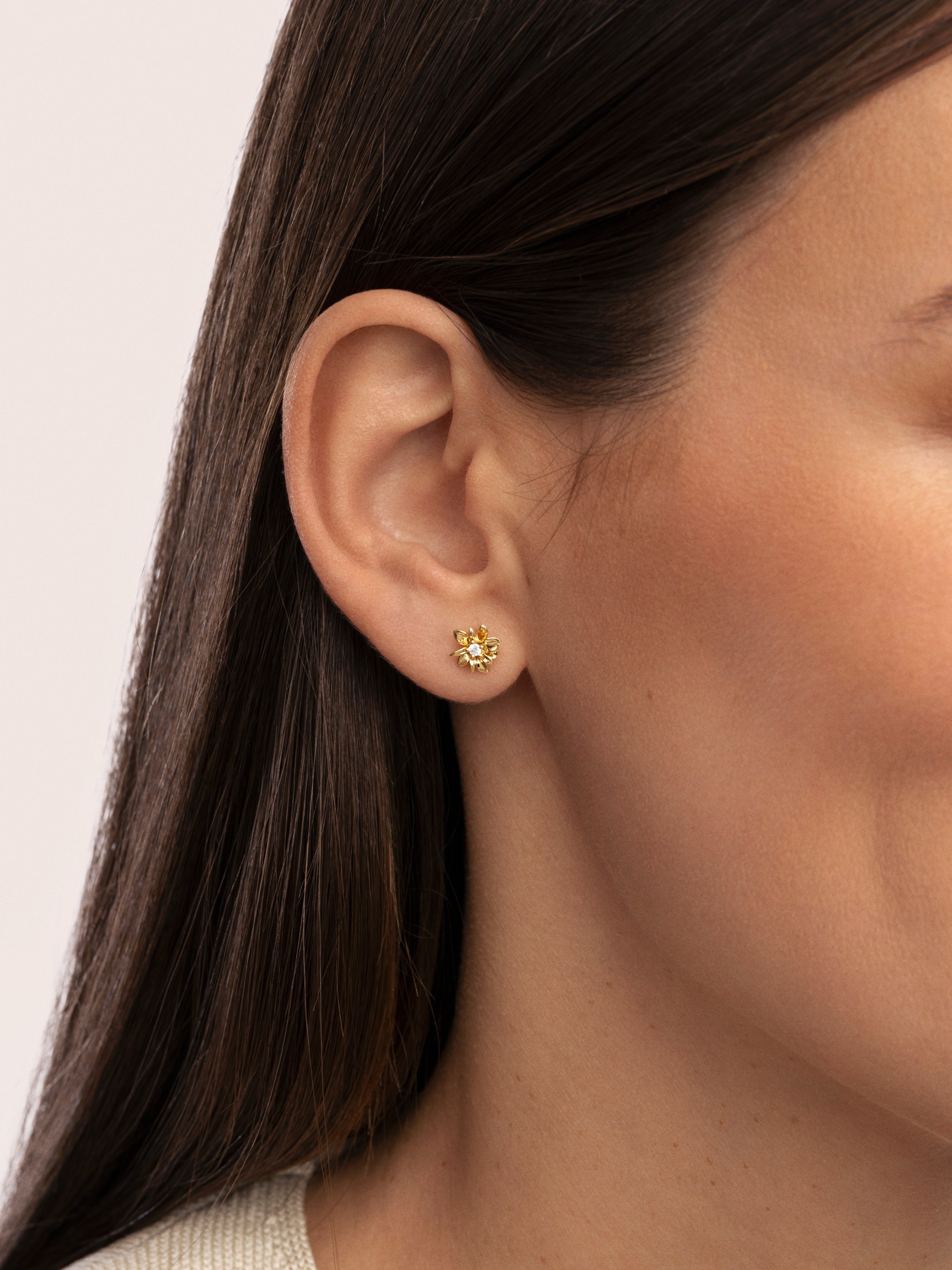 Pendientes Gardenia Baño Oro