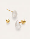 Imagen detalle de Pendientes Gota Enamel Alea Blanco Acero Baño Oro