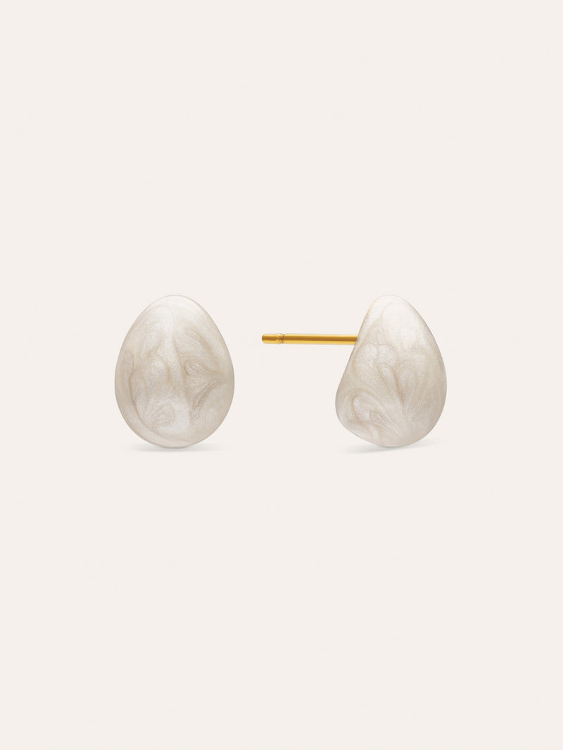 Pendientes Gota Enamel Alea Blanco Acero Baño Oro