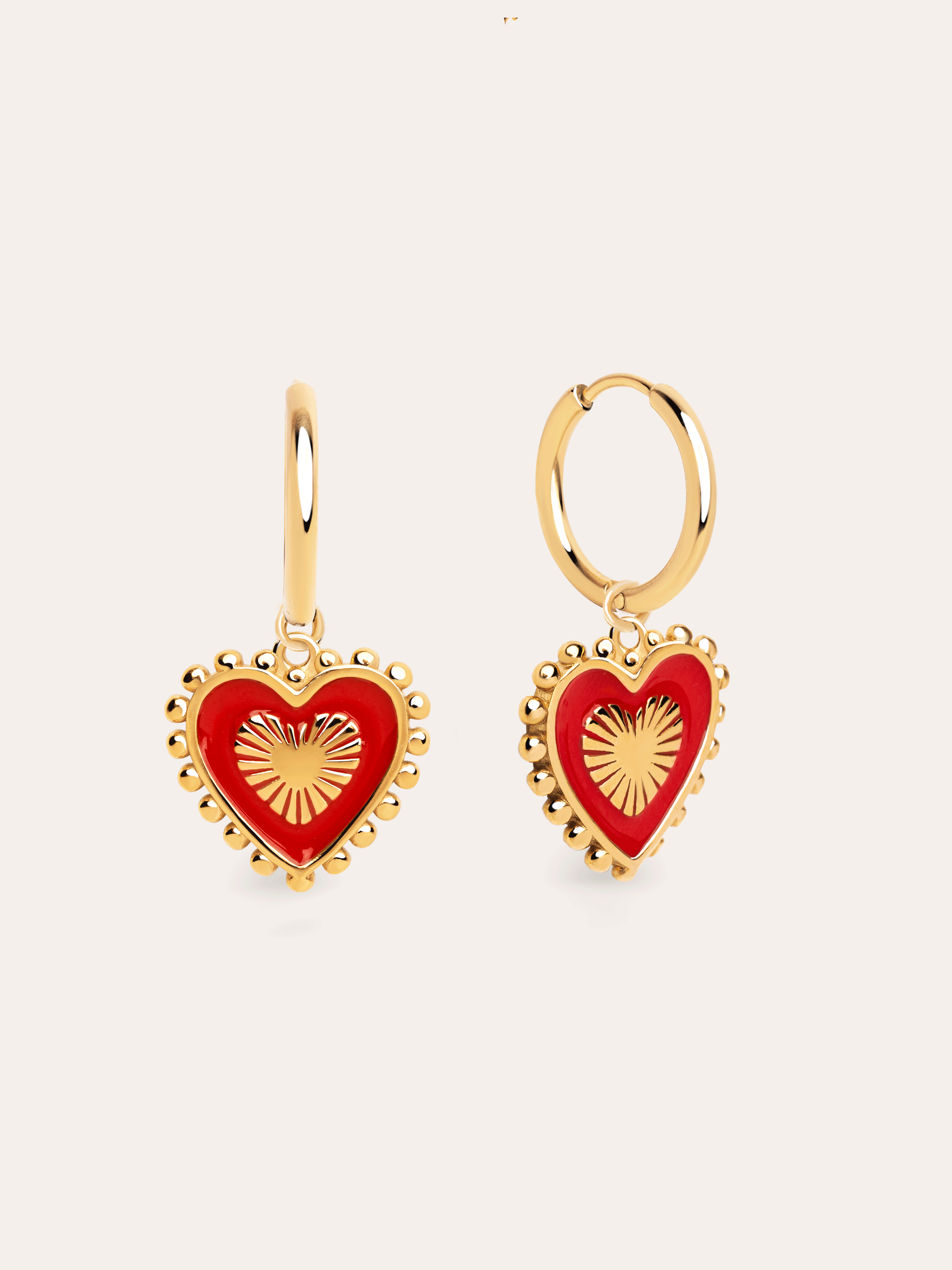Reversed Heart Enamel Stainless steel Gold Earrings