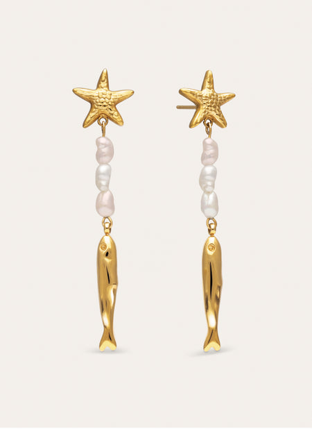 Pendientes Long Costa Acero Baño Oro