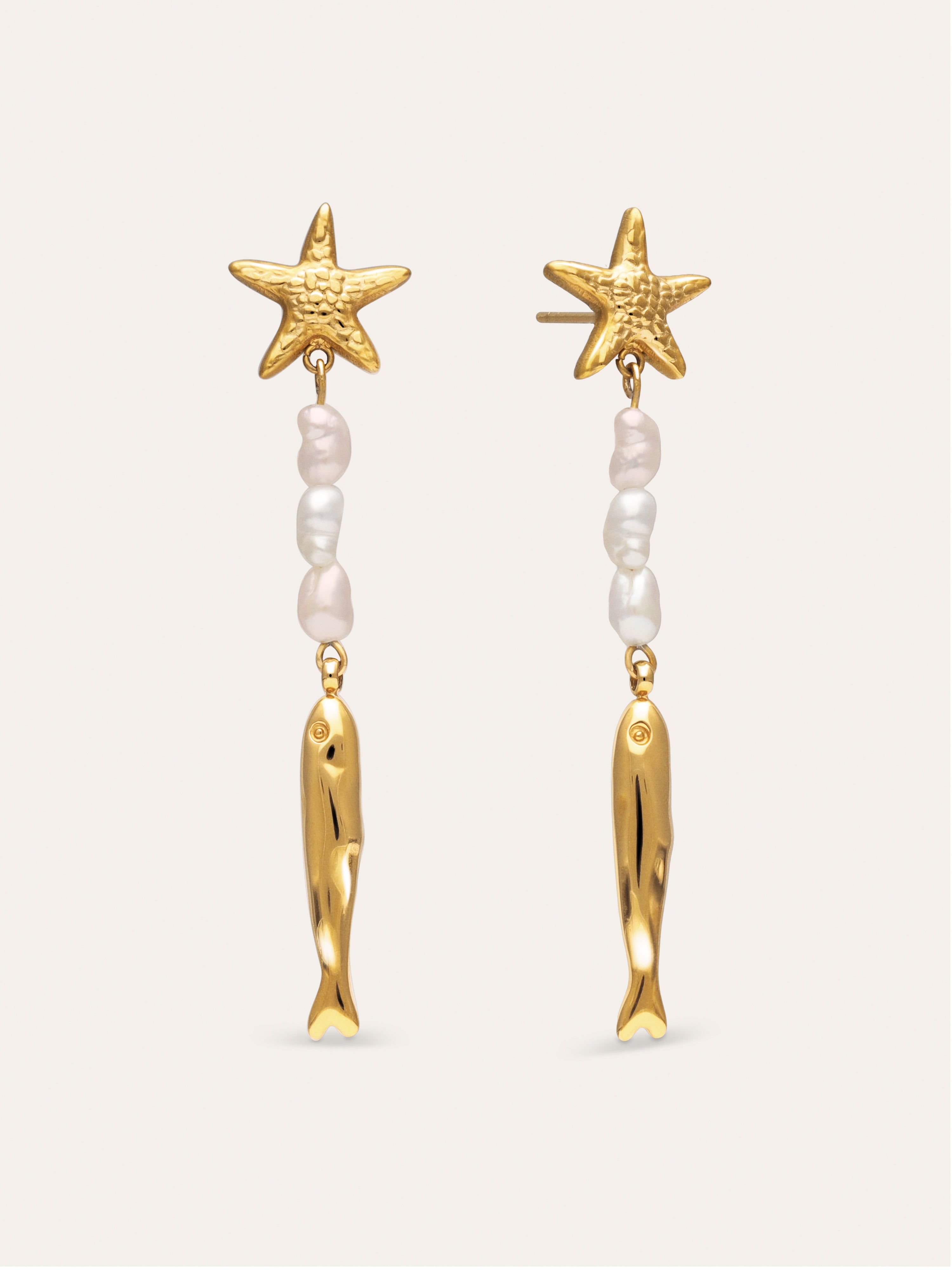 Pendientes Long Costa Acero Baño Oro