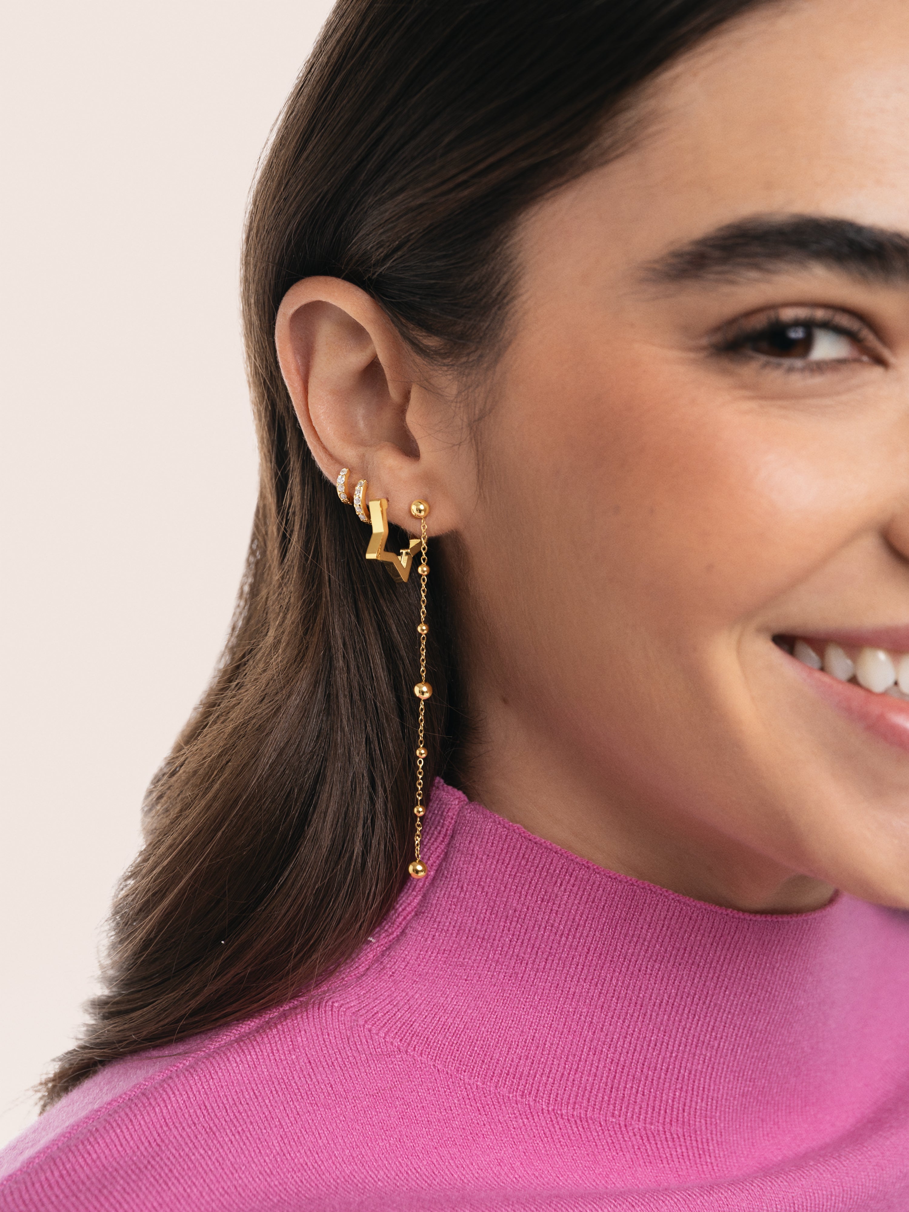 Pendientes Superstar Acero Baño Oro