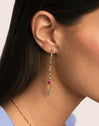 Long Iris Colors Gold Earrings
