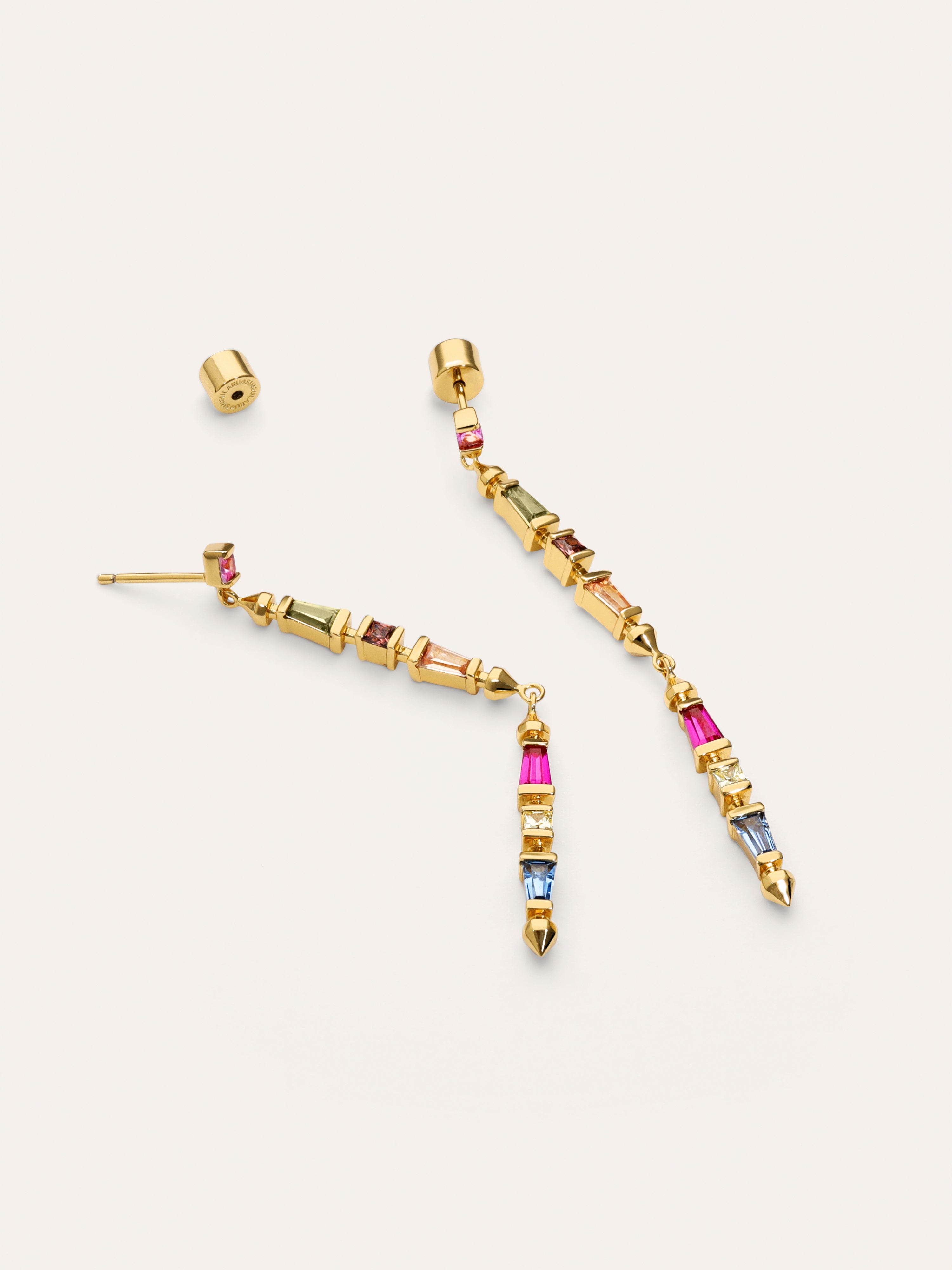 Long Iris Colors Gold Earrings