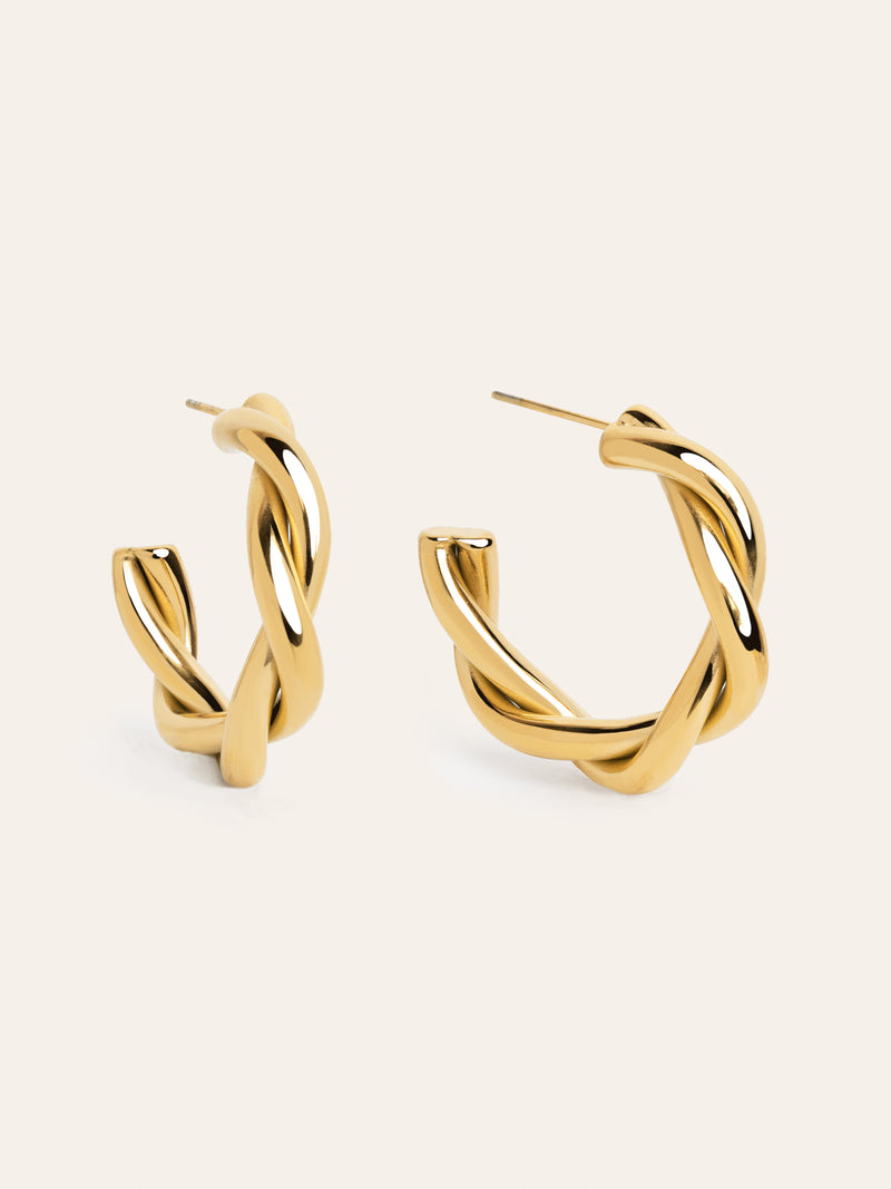 Boucles D’oreilles Créoles Lina Acier Plaqué Or