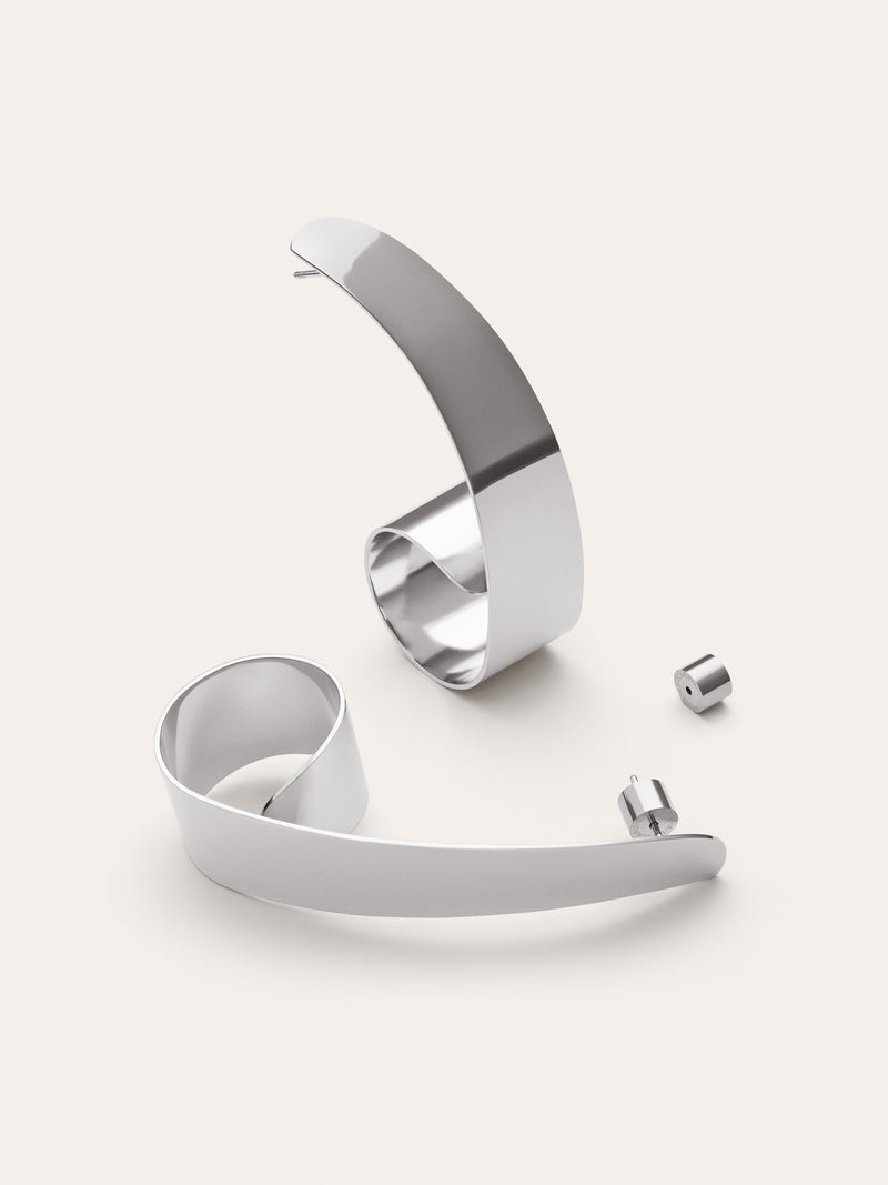 Pendientes Long Caracola Acero
