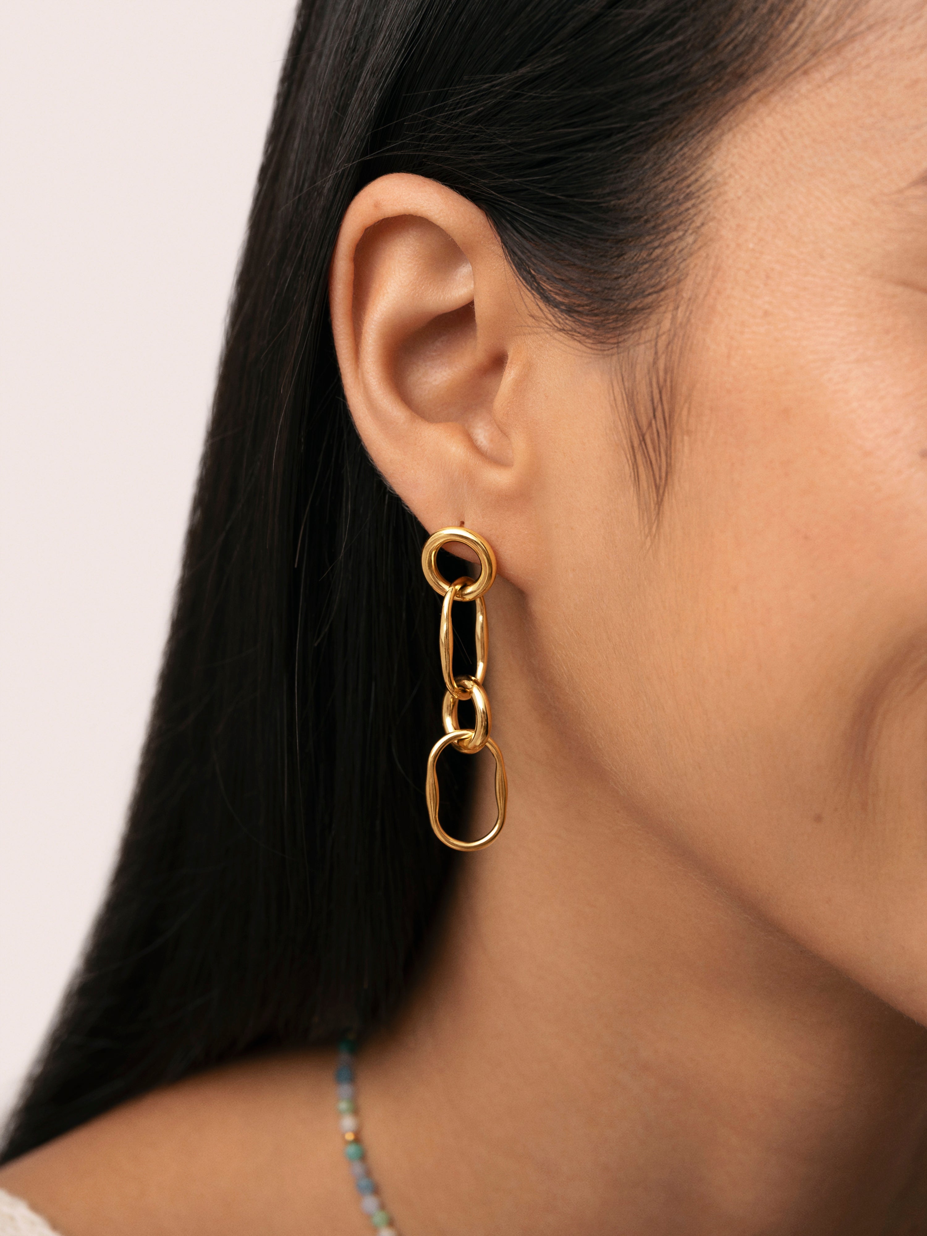 Pendientes Long Sailor Acero Baño Oro