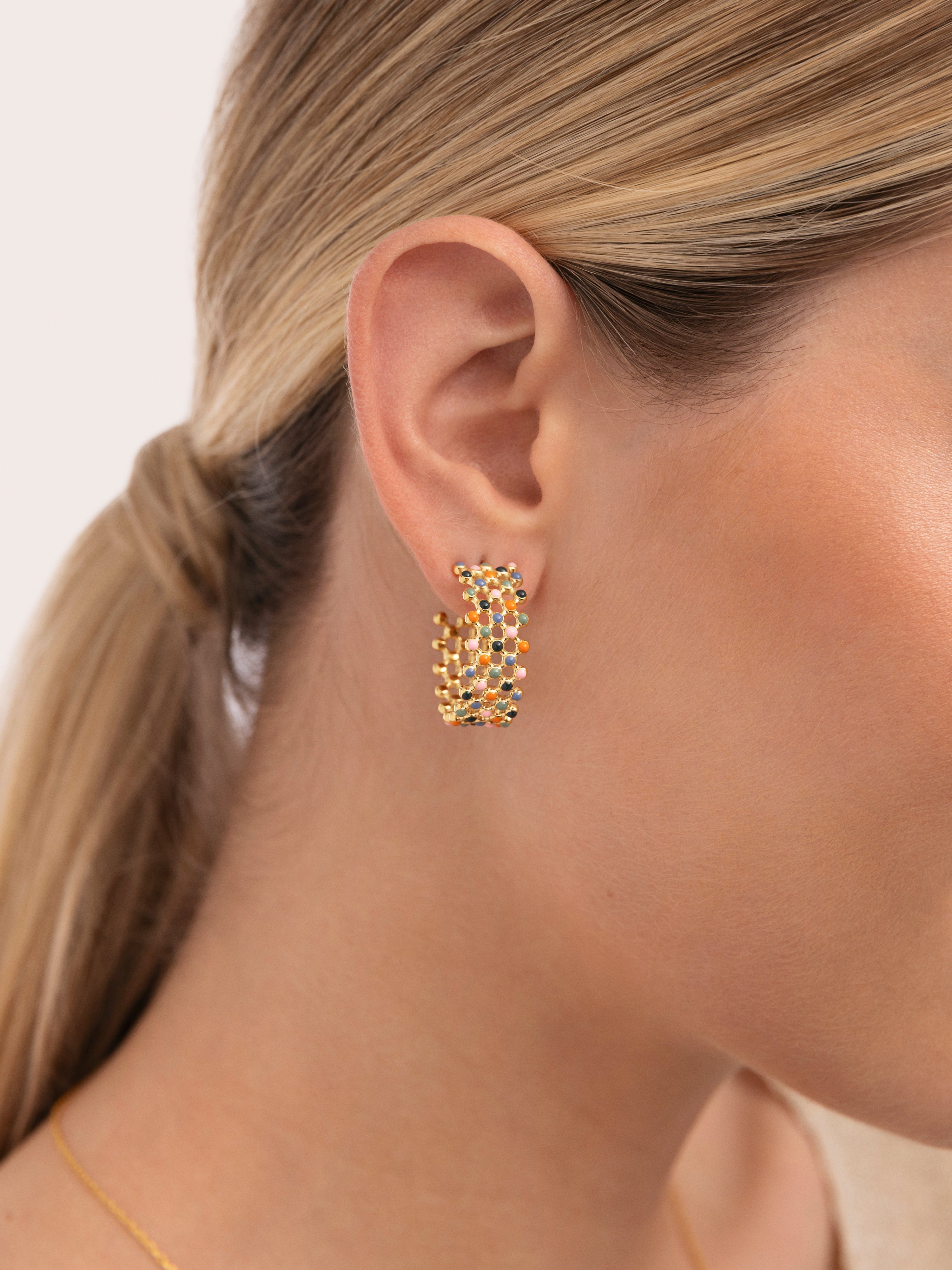 Boucles D'oreilles Mini Bomb Enamel Acier Plaqué Or